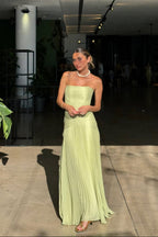 Women's Strapless Drop Waist Long Dress Formal Wedding Guest Garden Party Ceremony Gala Summer Evening – Skyla Sage Green - Lolly 