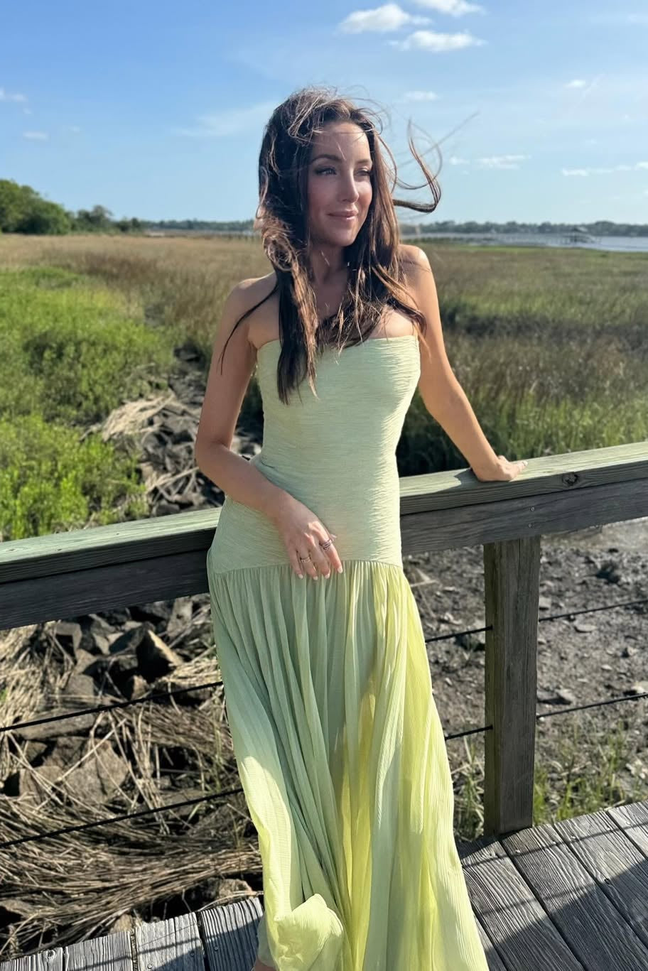 Women's Strapless Drop Waist Long Dress Formal Wedding Guest Garden Party Ceremony Gala Summer Evening – Skyla Sage Green - Lolly 