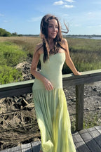 Women's Strapless Drop Waist Long Dress Formal Wedding Guest Garden Party Ceremony Gala Summer Evening – Skyla Sage Green - Lolly 