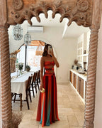 Women's Summer Party Dress Strapless Mesh Cutout Long Fluid A-Line Relaxed Elegant – Wren - Lolly 