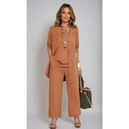 Women's Three-Piece Pant Set Tank Top Wide-Leg Pants Business Casual Elegant Versatile Chic - Lolly 