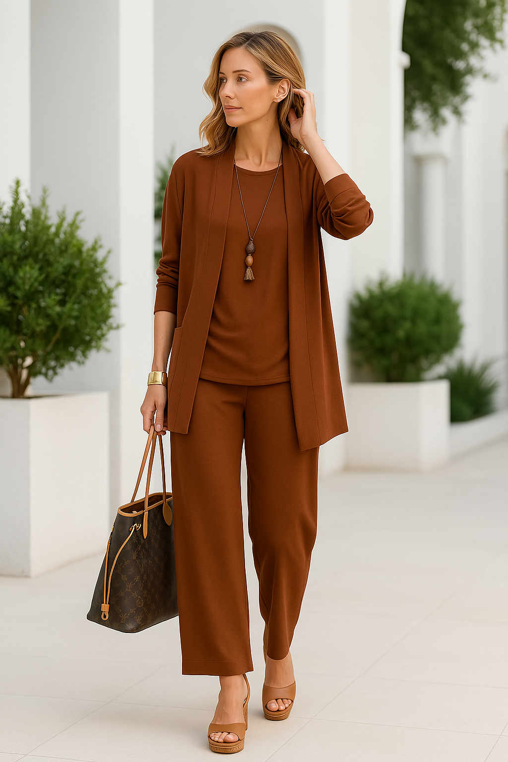 Women's Three-Piece Pant Set Tank Top Wide-Leg Pants Business Casual Elegant Versatile Chic - Lolly 