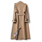 Women's Trench Coat Double-Breasted Belted with Plaid Lining - Lolly 