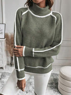 Women's Turtleneck Sweater Oversized Pullover Casual Winter Knit Long Sleeve - Lolly 