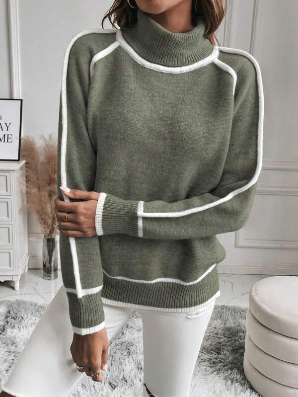 Women's Turtleneck Sweater Oversized Pullover Casual Winter Knit Long Sleeve - Lolly 