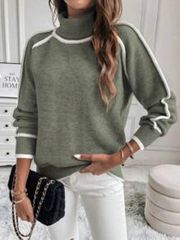Women's Turtleneck Sweater Oversized Pullover Casual Winter Knit Long Sleeve - Lolly 