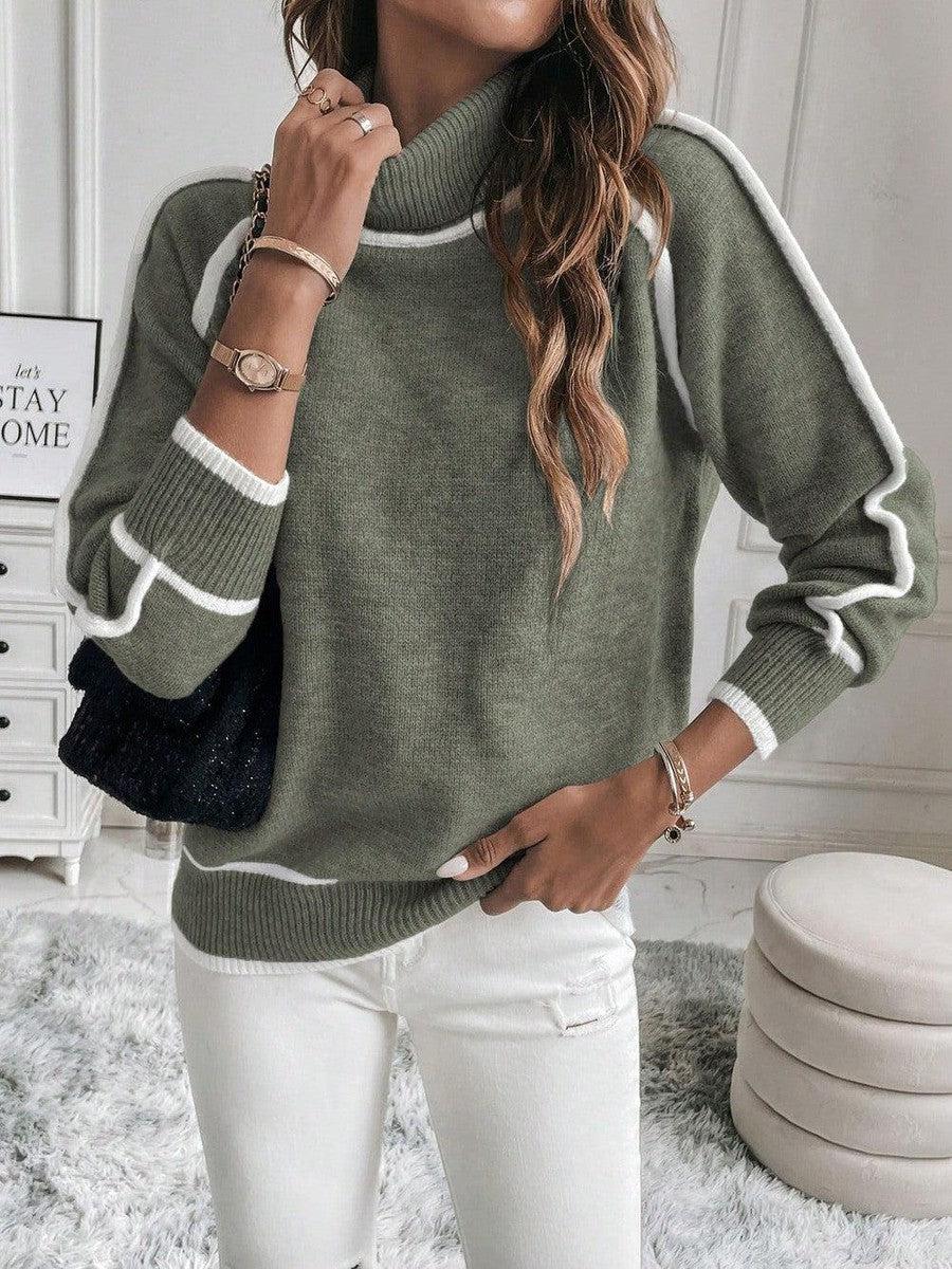 Women's Turtleneck Sweater Oversized Pullover Casual Winter Knit Long Sleeve - Lolly 