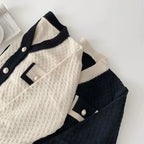 Women's Two-Tone Knit Cardigan Button-Down V-Neck Long Sleeve Casual Fall Winter - Lolly 