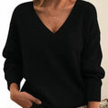 Women's V-Neck Long Sleeve Knit Sweater Cashmere Blend Pullover Casual Winter - Lolly 