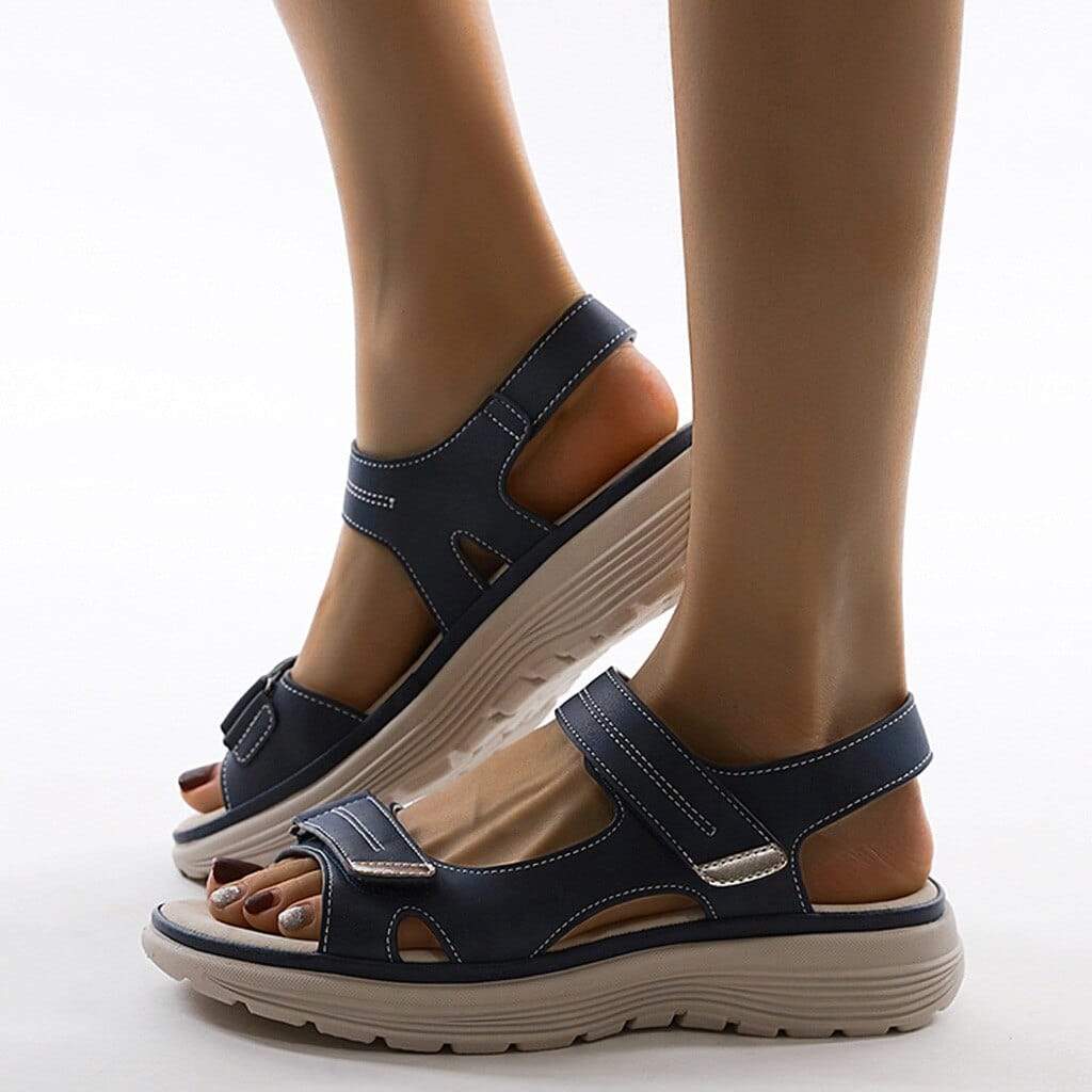 Women's Velcro Strap Walking Sandals Cushioned Sole Open Toe Summer Casual - Lolly 