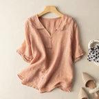 Women's Vintage Blouse Button Detail Peter Pan Collar Long Sleeve Soft Casual Elegant – Kristi - Lolly 
