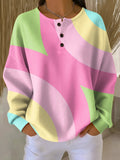 Women's Waffle Knit Oversized Sweater Long Sleeve Henley Button Front Casual - Lolly 