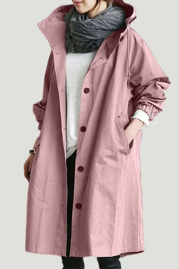 Women's Waterproof Rain Jacket Hooded Lightweight Trench Coat Casual Outdoor - Lolly 