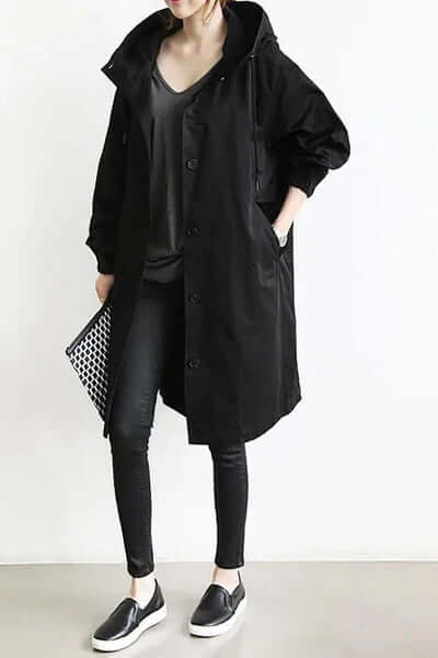 Women's Waterproof Rain Jacket Hooded Lightweight Trench Coat Casual Outdoor - Lolly 