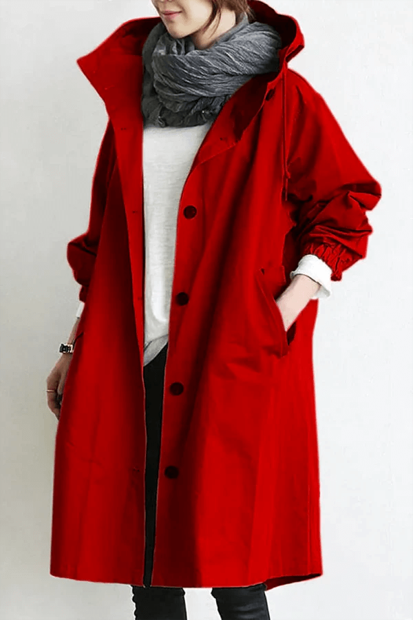 Women's Waterproof Rain Jacket Hooded Lightweight Trench Coat Casual Outdoor - Lolly 