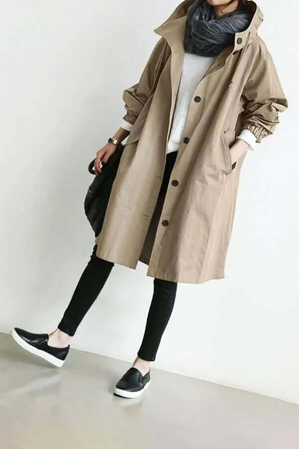 Women's Waterproof Rain Jacket Hooded Lightweight Trench Coat Casual Outdoor - Lolly 