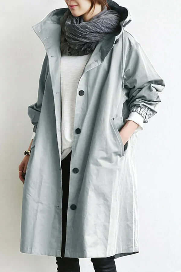 Women's Waterproof Rain Jacket Hooded Lightweight Trench Coat Casual Outdoor - Lolly 