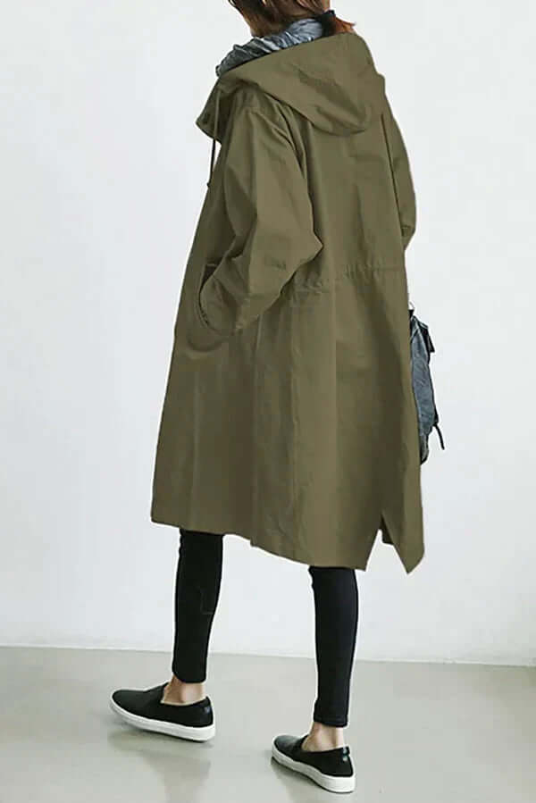 Women's Waterproof Rain Jacket Hooded Lightweight Trench Coat Casual Outdoor - Lolly 