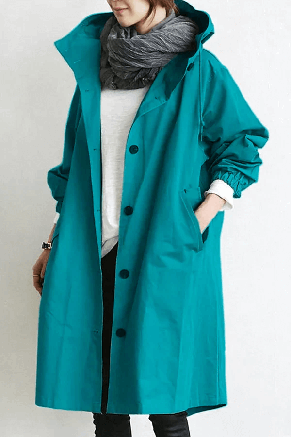 Women's Waterproof Rain Jacket Hooded Lightweight Trench Coat Casual Outdoor - Lolly 