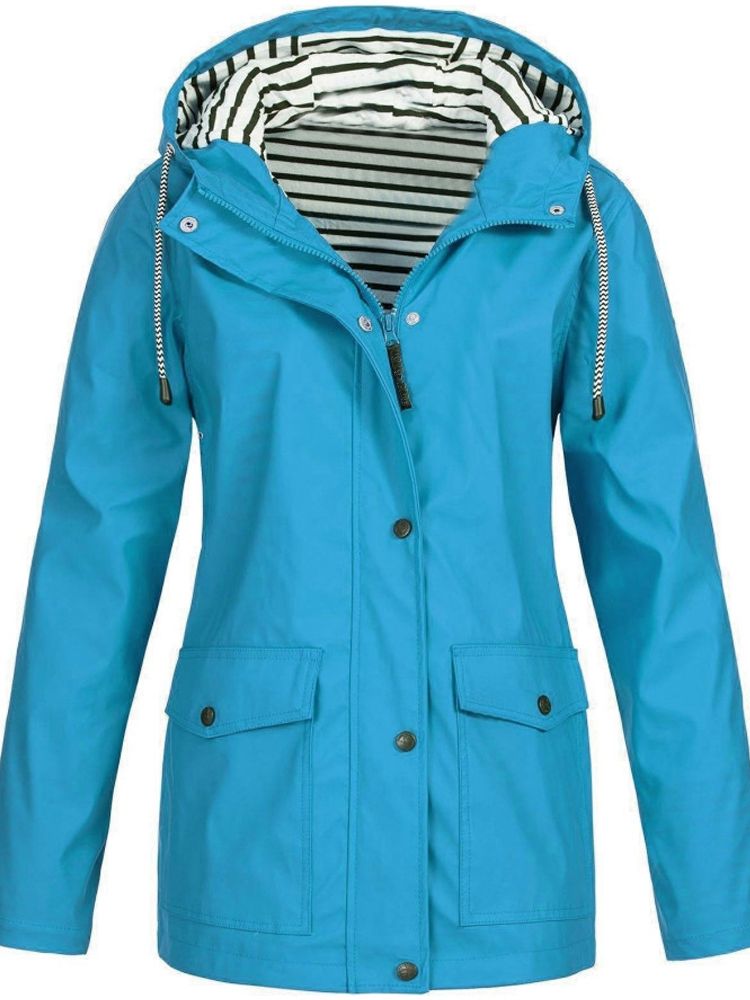 Women's Waterproof Rain Jacket Hooded Windproof Outdoor Hiking Lightweight - Lolly 