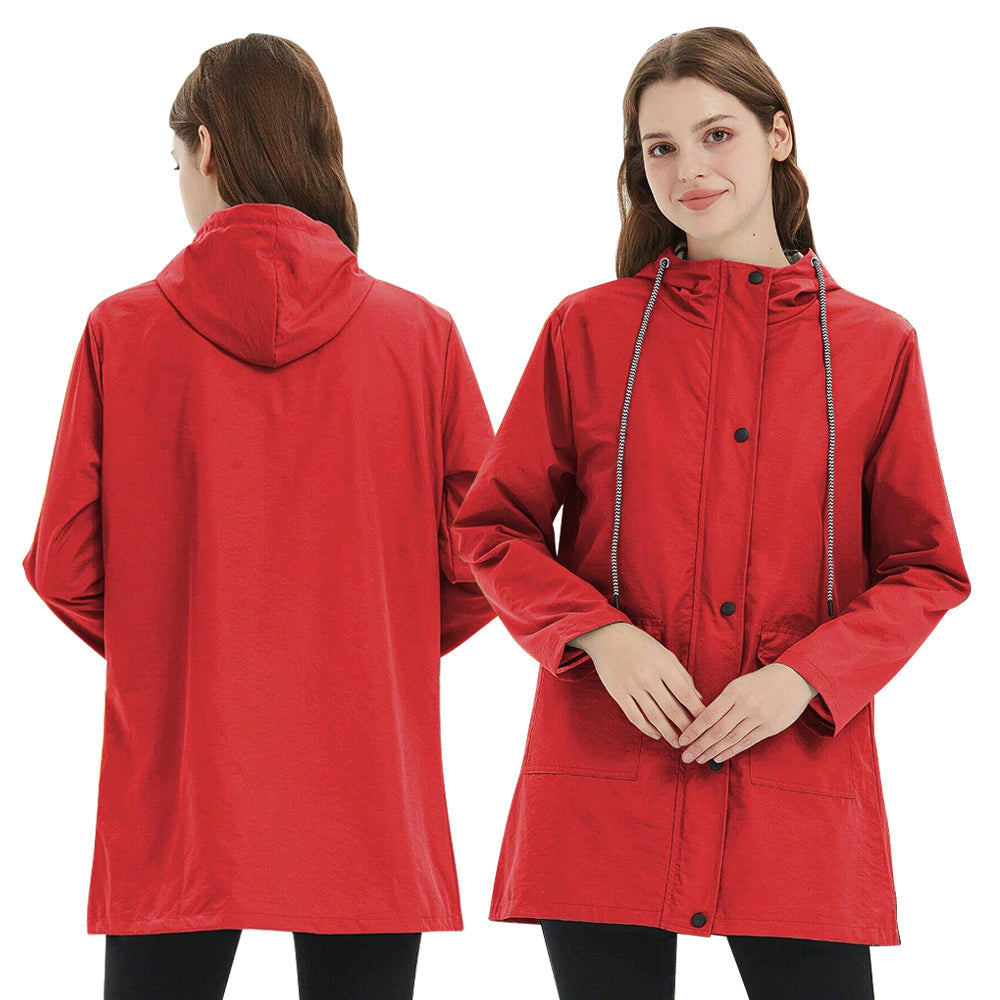 Women's Waterproof Rain Jacket Hooded Windproof Outdoor Hiking Lightweight - Lolly 
