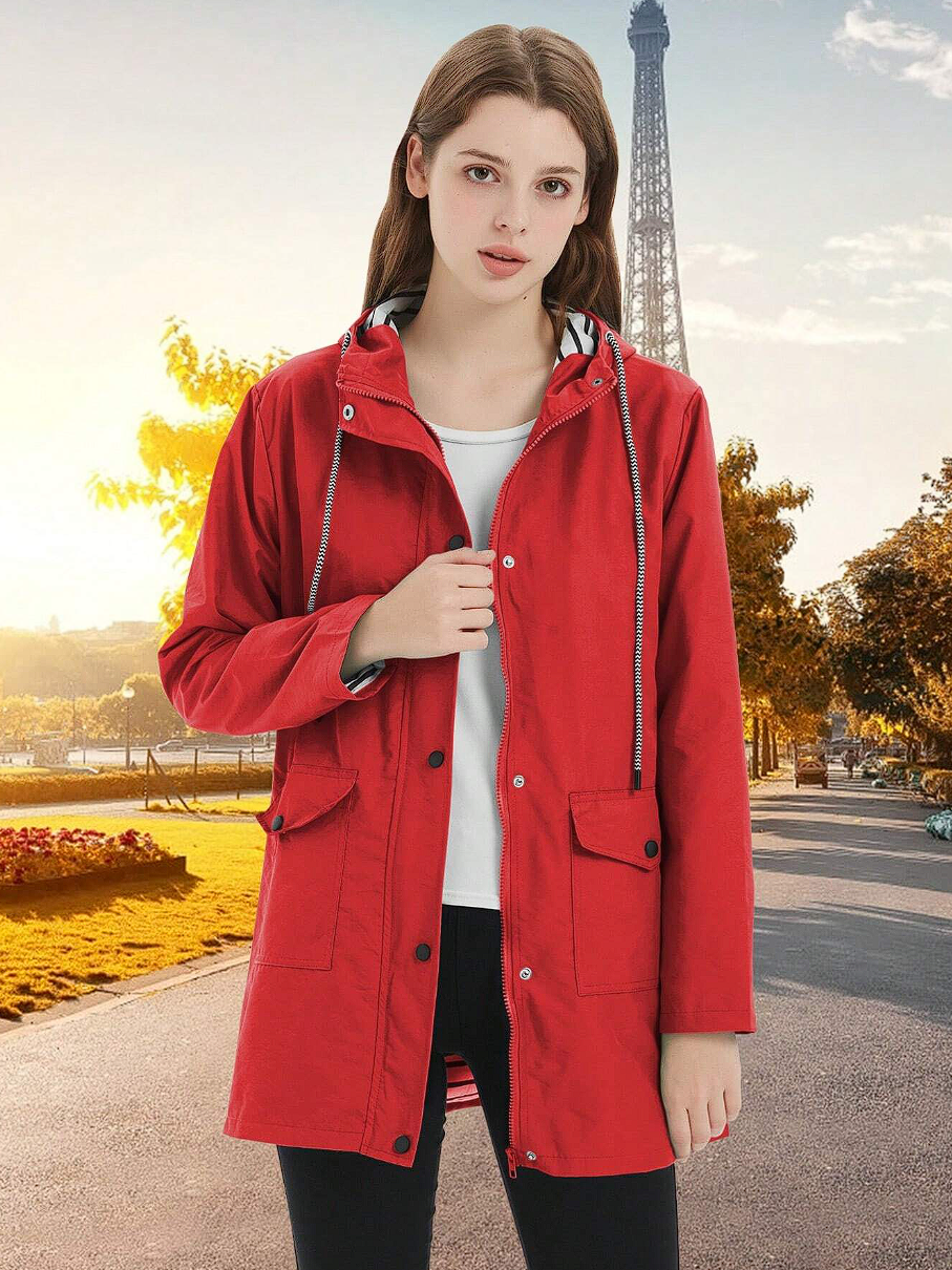 Women's Waterproof Rain Jacket Hooded Windproof Outdoor Hiking Lightweight - Lolly 