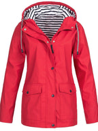 Women's Waterproof Rain Jacket Hooded Windproof Outdoor Hiking Lightweight - Lolly 