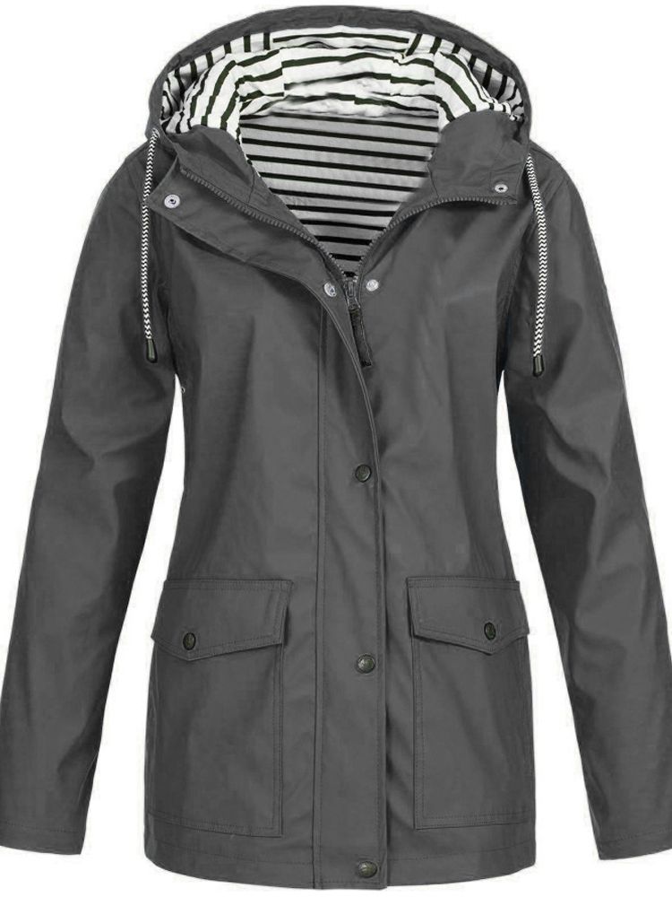 Women's Waterproof Rain Jacket Hooded Windproof Outdoor Hiking Lightweight - Lolly 