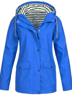 Women's Waterproof Rain Jacket Hooded Windproof Outdoor Hiking Lightweight - Lolly 