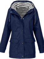 Women's Waterproof Rain Jacket Hooded Windproof Outdoor Hiking Lightweight - Lolly 