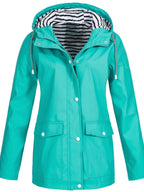 Women's Waterproof Rain Jacket Hooded Windproof Outdoor Hiking Lightweight - Lolly 