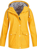 Women's Waterproof Rain Jacket Hooded Windproof Outdoor Hiking Lightweight - Lolly 