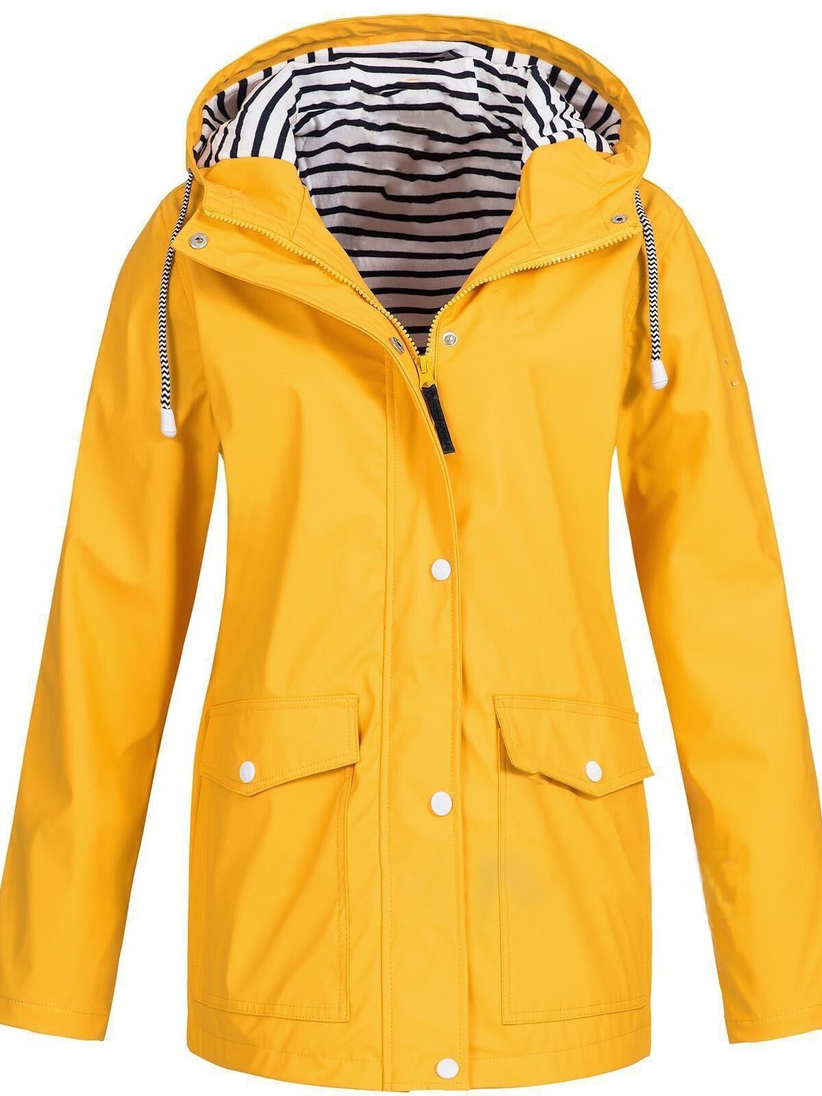 Women's Waterproof Rain Jacket Hooded Windproof Outdoor Hiking Lightweight - Lolly 