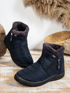 Women's Waterproof Snow Boots Faux Fur Lined Side Zipper Ankle Winter Cold Weather - Lolly 