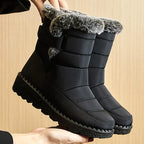 Women's Waterproof Snow Boots Mid-Calf Fur Lined Winter Boots Slip-On Warm - Lolly 