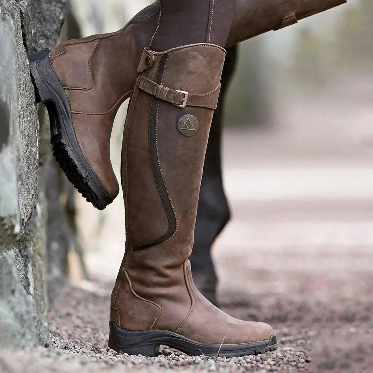 Women's Waterproof Tall Riding Boots Equestrian Full-Grain Leather Side Zip - Lolly 