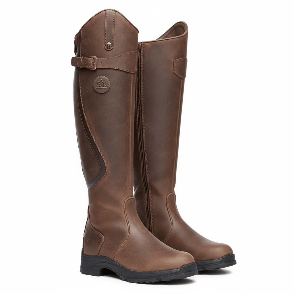 Women's Waterproof Tall Riding Boots Equestrian Full-Grain Leather Side Zip - Lolly 
