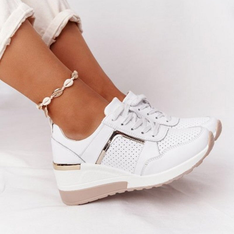 Women's Wedge Sneakers Lace-Up Platform Casual Walking Shoes - Lolly 