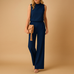 Women's Wide Leg Jumpsuit Round Neck Mid-Waist Sleeveless Elegant Formal Work Office Date Night Party Wedding Guest –  Pinkchic - Lolly 