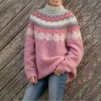 Women's Winter Nordic Pattern Sweater Relaxed Fit Cozy Knit Fairisle Warm Casual Pullover – Dana - Lolly 