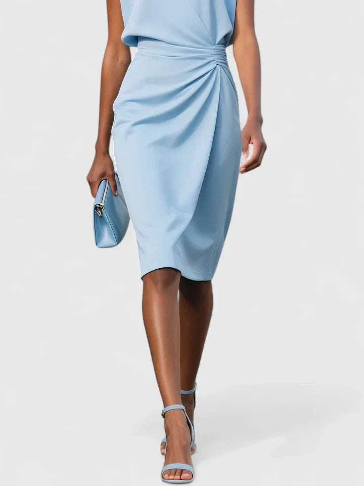 Women's Wrap Front Midi Dress Sleeveless Office Cocktail Party - Lolly 