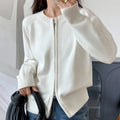 Women's Zip-Up Knit Cardigan Long Sleeve Casual Sweater Jacket Spring Fall - Lolly 