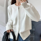 Women's Zip-Up Knit Cardigan Long Sleeve Casual Sweater Jacket Spring Fall - Lolly 